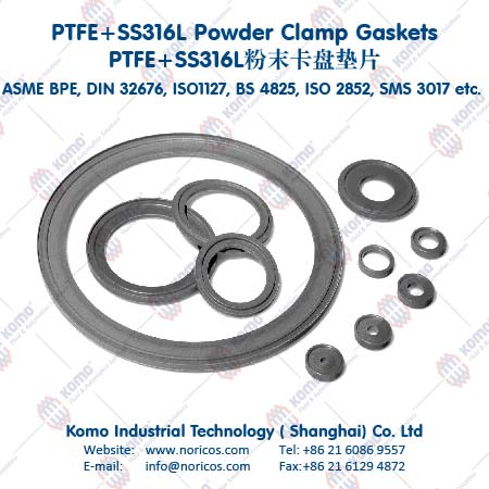 Seal_Gaskets_ASME BPE_DIN32676_ISO2852_BS4825_SMS3019_SMS1149_DIN11864_DIN11851_DIN11853_Sanitary Steam-Flon PTFE_SS316 Gaskets_PTFE_SS316L粉末_卫生级_无菌卡盘垫片